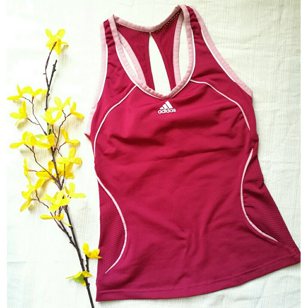 ADIDAS Burgundy and Pink Adidas top Size M